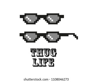 Black cool glasses, thug style, vector glasses meme for design photos and pictures, vector illustration