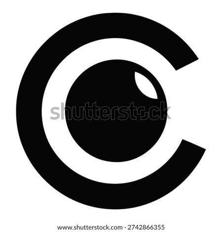 Black copyright symbol on white background icon