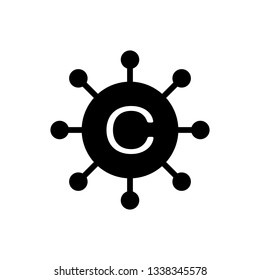 Black Copywriting network icon isolated on white background. Content networking symbol. Copyright sign. Copywriting network sign. Vector Illustration