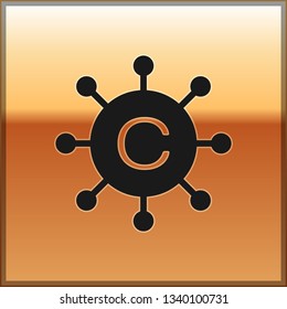 Black Copywriting network icon isolated on gold background. Content networking symbol. Copyright sign. Copywriting network sign. Vector Illustration