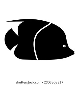 Black coral reef fish silhouette on the white background. Editable color. EPS vector file. Can be use for web and mobile.