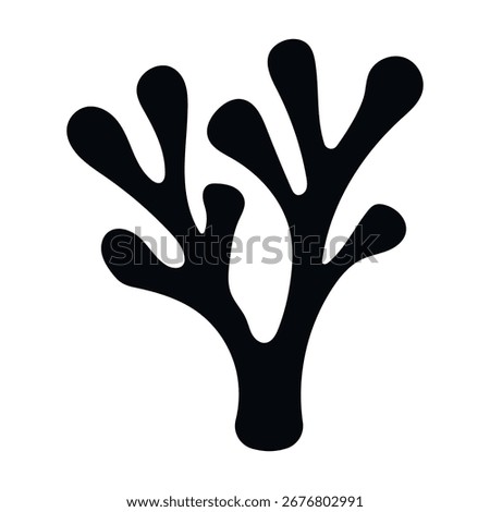 Black Coral Silhouette Isolated Vector Illustration. The stylized design depicts oceanic marine life