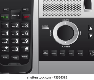 black cordless phone background. close up