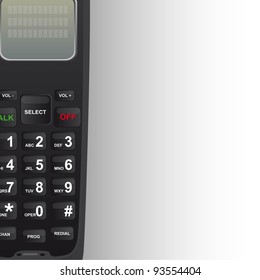 black cordless phone with copy space background. vector