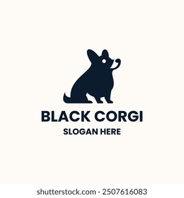 Black corgi logo design template vector illustration On white background