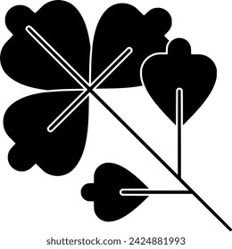 silueta de cilantro negro o ilustración de hoja plana de hojas de logotipo de coriandrum para alimentos con icono de ingrediente y hierba en forma de planta como condimento para semillas