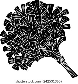 black coriander silhouette or flat leaf illustration of coriandrum logo leaves for food with ingredient icon and plant shape herb as condiment to seed