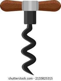 Black corkscrew, illustration, vector on a white background.