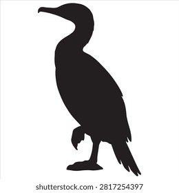 A black cormorant bird silhouette vector style illustration