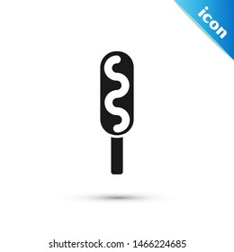 Black Corn dog icon isolated on white background. Traditional american fast food.  Vector Illustration