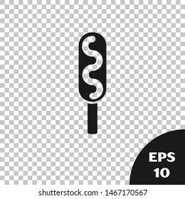 Black Corn dog icon isolated on transparent background. Traditional american fast food.  Vector Illustration