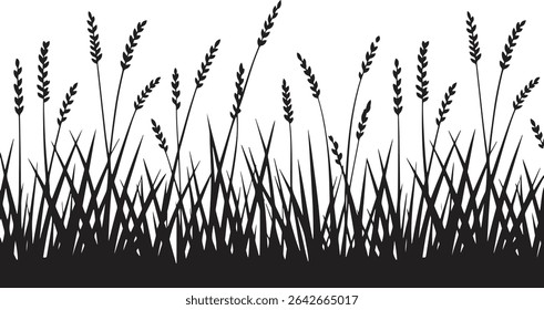 Um campo de milho negro. Silhueta de campo de milho design vetor ilustração