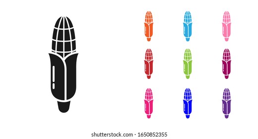 Icono de maíz negro aislado en fondo blanco. Establecer iconos coloridos.  Ilustración vectorial