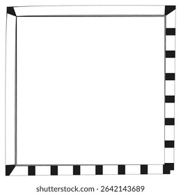 Black corner frame. Square border vector. Checker edge shape. Minimal white background.