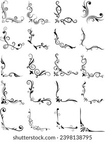 Black Corner Ornaments Illustration Set