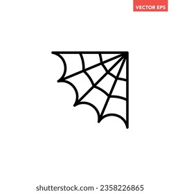 Black corner spiderweb line icon, simple halloween element outline flat design pictogram, infographic vector for app logo web button ui ux interface isolated on white background