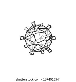 Black Coronavirus Polygonal mesh icon. Vector linear Coronavirus Covid-19 cell symbol for pandemic infection identification.