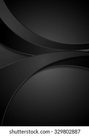 Black corporate abstract wavy background. Vector illustration design