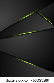 Black corporate background with green glowing lines. Vector design