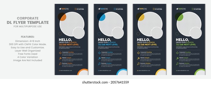 Black Corporate DL Flyer Template for Office, Company and Multipurpose Use