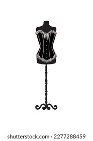 Black corset on mannequin , vector illustration