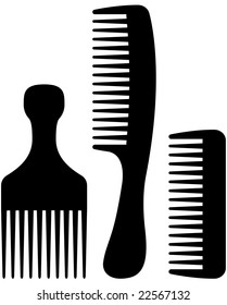 Black Cosmetic Comb Icon Set