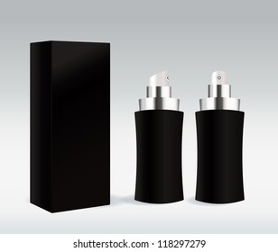 Black cosmetic container for face cream, gel, serum