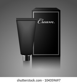 Black cosmetics containers, tube with package, box