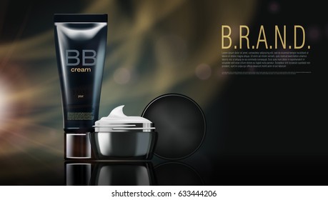 Black Cosmetics Product Advertising Template. EPS10 Vector