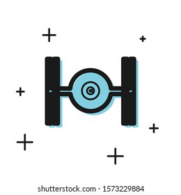 Black Cosmic ship icon isolated on white background.  Vector Illustration