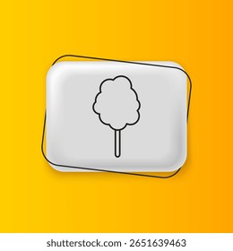 Black Cotton candy icon isolated on yellow background. Silver rectangle button. Vector