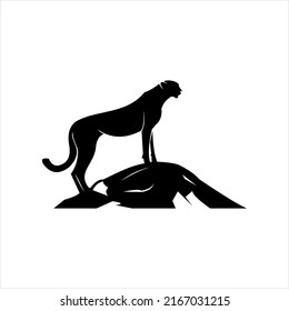 Black cougar, puma, panther on a white background logotype