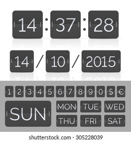Black countdown timer and scoreboard numbers. Vector EPS10 illustration