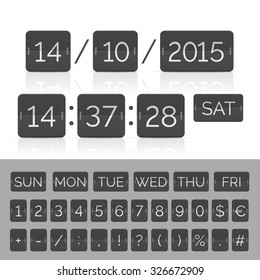 Black countdown timer and scoreboard numbers. Vector EPS10 illustration