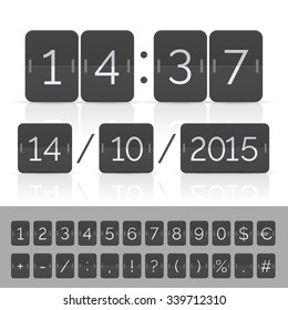 Black countdown timer and scoreboard numbers. Vector EPS10 illustration