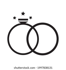 anillo de pareja negra con diamante y estrella