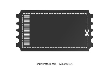 Black coupon icon vector with dotted line and scissors