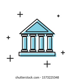 Black Courthouse building icon isolated on white background. Building bank or museum.  Vector Illustration