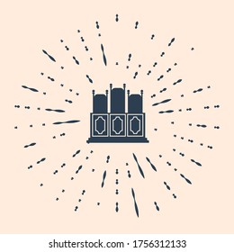 Sala de la Corte Negra con icono de mesa aislado en fondo beige. Icono de sillas. Resumen de puntos aleatorios de círculo. Ilustración vectorial