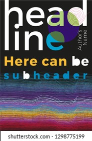 Black cover background with multicolored line texture and white headline