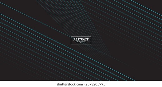 Black cover with blue straight lines. Abstract sparkling illustration with colored sticks. Smart design for business advertising. Futuristic energy, science, technology concept.