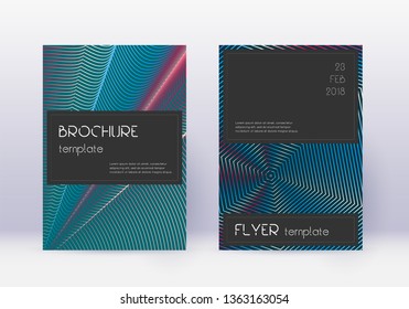 Black cover design template set. Red abstract lines on white blue background. Amusing cover design. Eminent catalog, poster, book template etc.