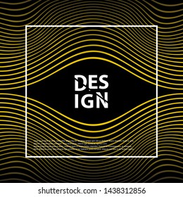 Black cover design template set. Gold abstract lines on black background.