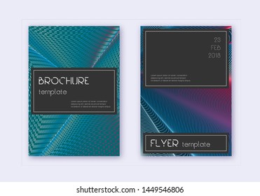 Black cover design template set. Red white blue abstract lines on dark background. Amusing cover design. Extraordinary catalog, poster, book template etc.