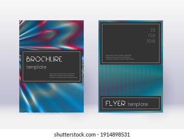 Black cover design template set. Red abstract lines on white blue background. Amusing cover design. Divine catalog, poster, book template etc.