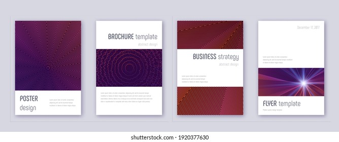 Black cover design template set. Orange abstract lines on wine red background. Admirable cover design. Likable catalog, poster, book template etc.