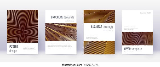 Conjunto de plantillas de diseño de cubierta negra. Líneas abstractas naranjas sobre fondo de color rojo. Admirable diseño de portada. Catálogo, afiche, plantilla de libro, etc.
