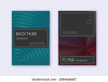 Designvorlage für die schwarze Abdeckung. Abstrakte, rote, blaue Linien auf dunklem Hintergrund. Atemberaubendes Cover-Design. Fantastischer Katalog, Plakat, Buchvorlage etc.
