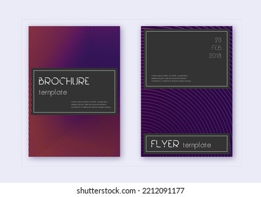 Designvorlage für die schwarze Abdeckung. Abstrakte violette Linien auf dunklem Hintergrund. Live Cover Design. Einprägbare Katalog, Poster, Buchvorlage etc.
