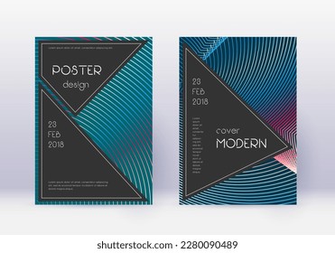 Black cover design template set. Red abstract lines on white blue background. Adorable cover design. Vibrant catalog, poster, book template etc.